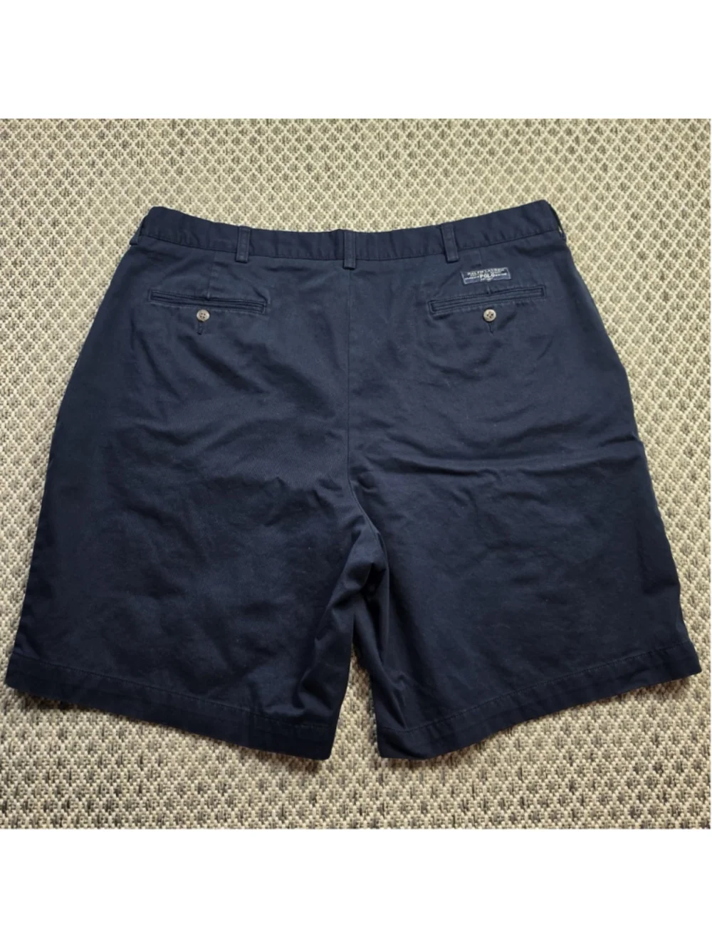 Vintage Polo Ralph Lauren Tyler Shorts Mens 40 Navy Double Pleated Chino Cotton